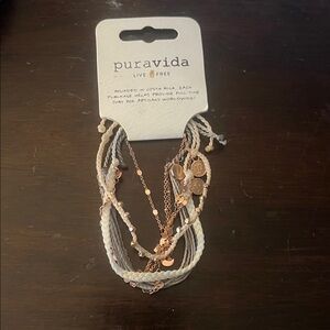 Pura Vida Rose Gold and Cream Bracelet Set